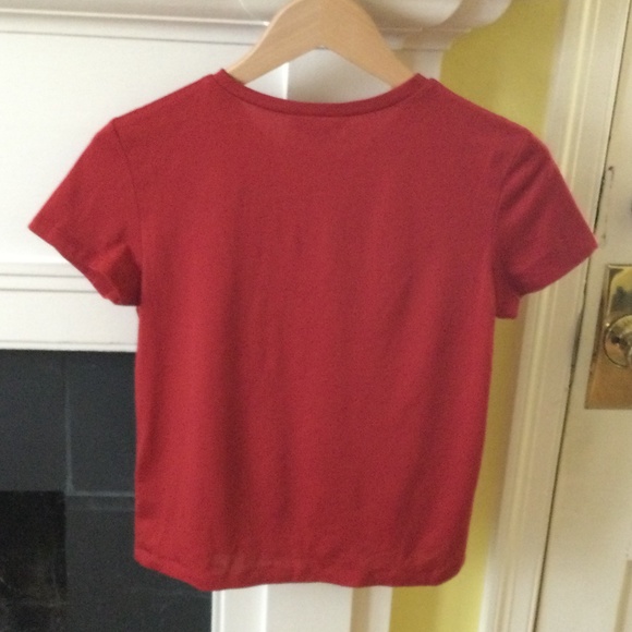 Vintage The Limited Short Sleeves Crew Neck Top Red w/ Sheen - Sz Small - Picture 8 of 11
